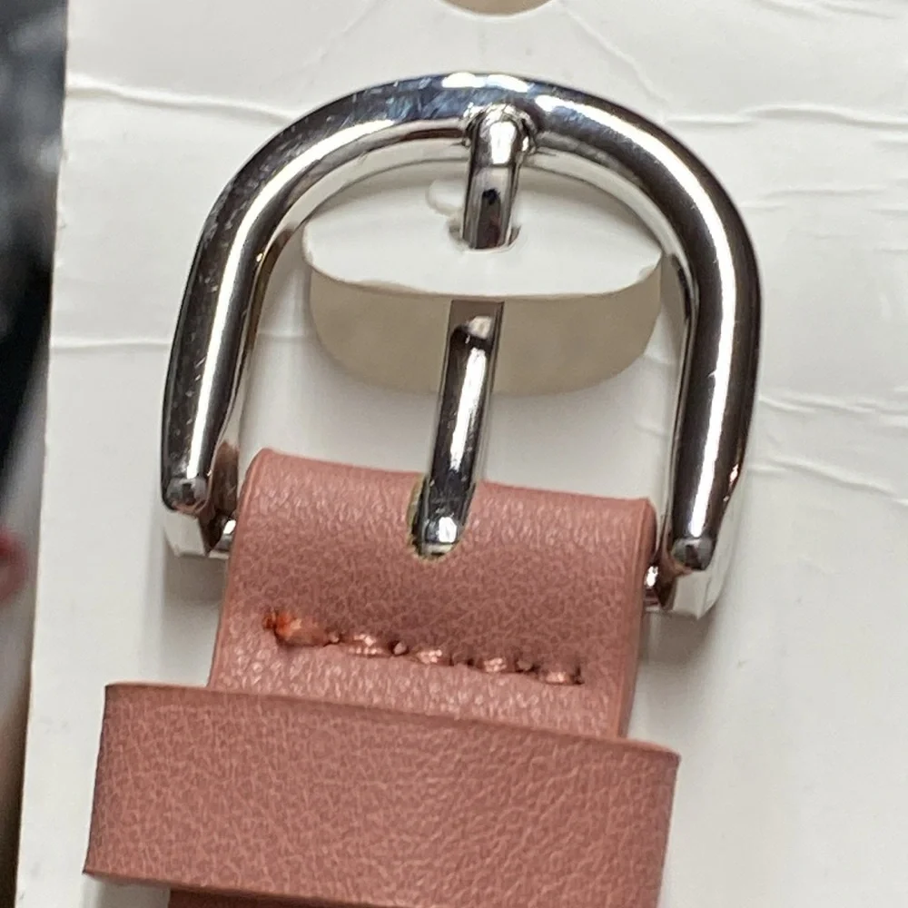 NWT. Zara Kids Pink Faux Leather Belt with Round Buckle Appliqué. Size 14.